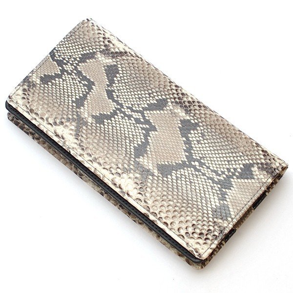 【新規OPEN】【期間限定セール】【激安】【新品未使用】本パイソン　錦蛇革　グレージング艶出し加工　シンプルロングウォレット　PCT-1　NA