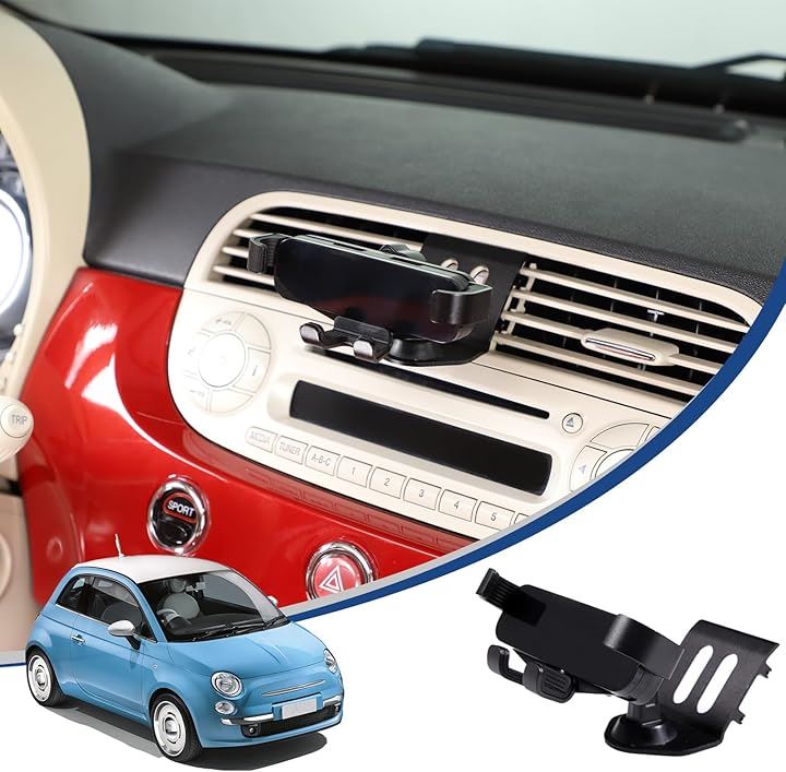 新型 フィアット 500 専用 2010～2015に適用 スマホホルダー 車載ホルダー スマホスタンド 携帯 吹き出し口 送風口 回転クリップ アルミニウム合金製 片手操作 360度回転