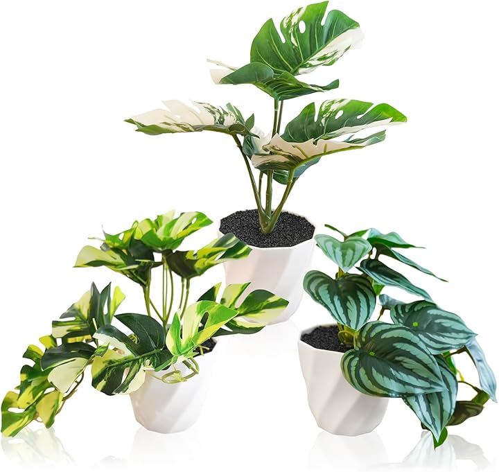 観葉植物 フェイク 造花 インテリア フェイクグリーン 卓上 多肉植物(3点セット, 中)