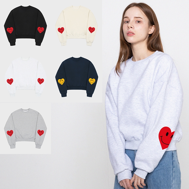 [GRAVER]★ELBOW BOOKLE EMBROIDERY HEART SMILE SWEATSHIRT Amazon.co.jp: Graver Trainer GRAVER Authorized Dealer Elbow