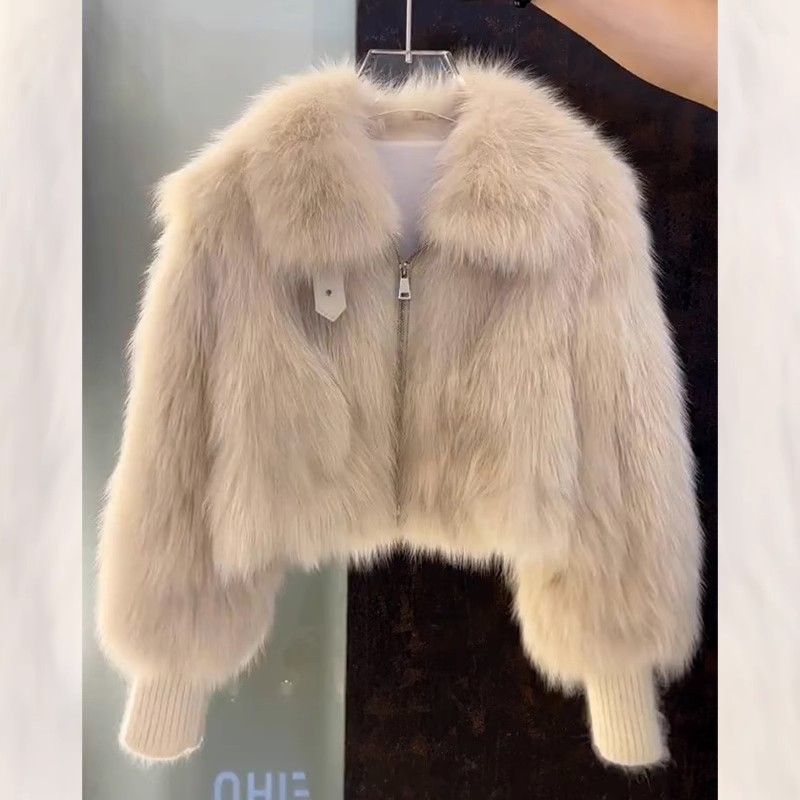 2025新作韓国風秋冬ショートコートレディースファッショナブルレディイミテーションファーショートルーズコート