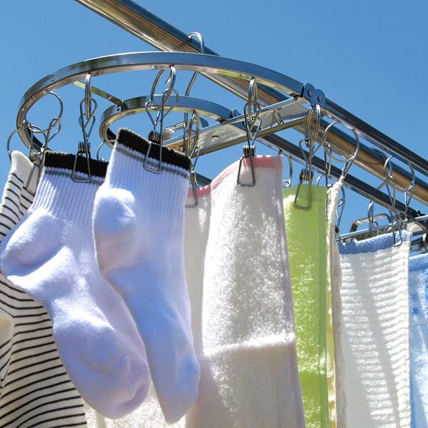 洗濯物干し ハンガー ベランダ 部屋干し ピンチつきハンガー ステンレス