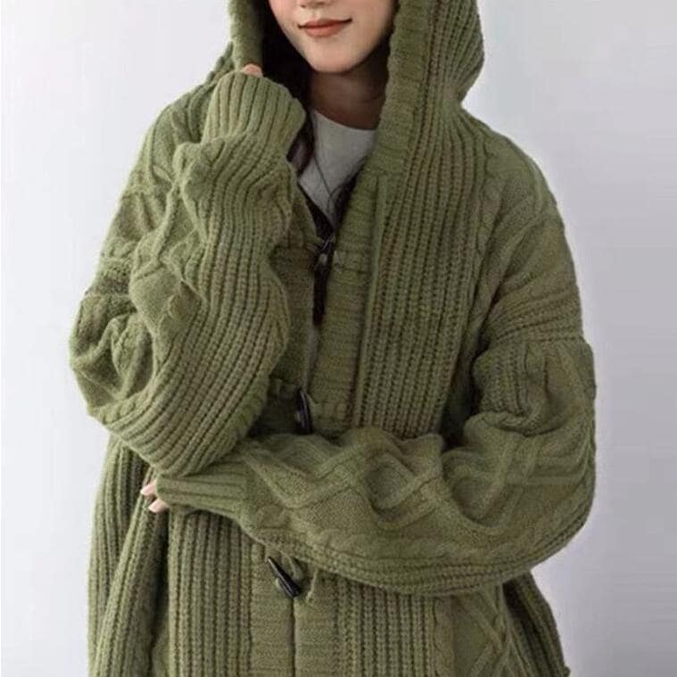 ケーブル編みニットカーディガン レディース 秋 冬 カーディガン ニットカーディガン ニットトップス 羽織り ダブルコート トグルボタン カジュアル