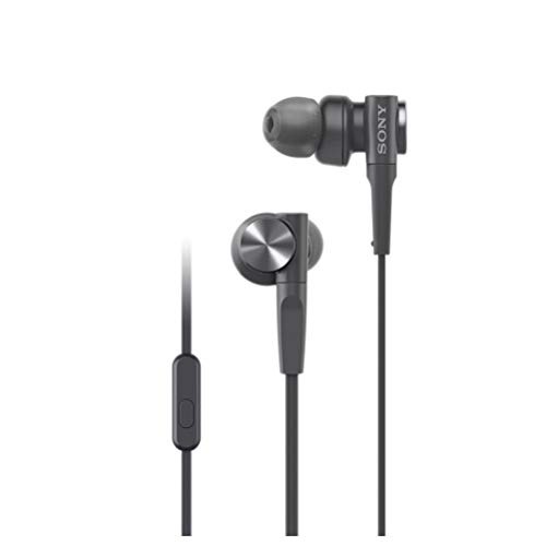 ソニー イヤホン 重低音モデル MDR-XB55AP : カナル型 リモコンマイク付き ブラック MDR-XB55AP B