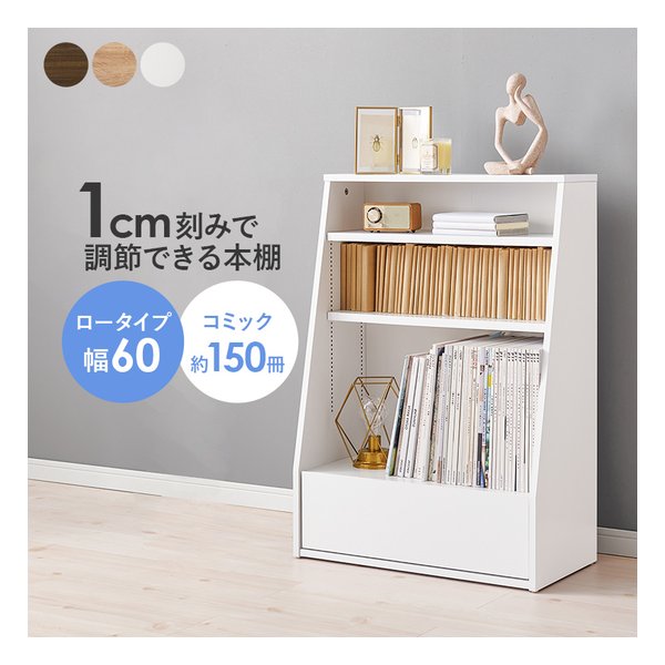 ブックラック 組立式 可動棚2枚 幅60×奥行30×高さ85cm ホワイト RCC-1906WH