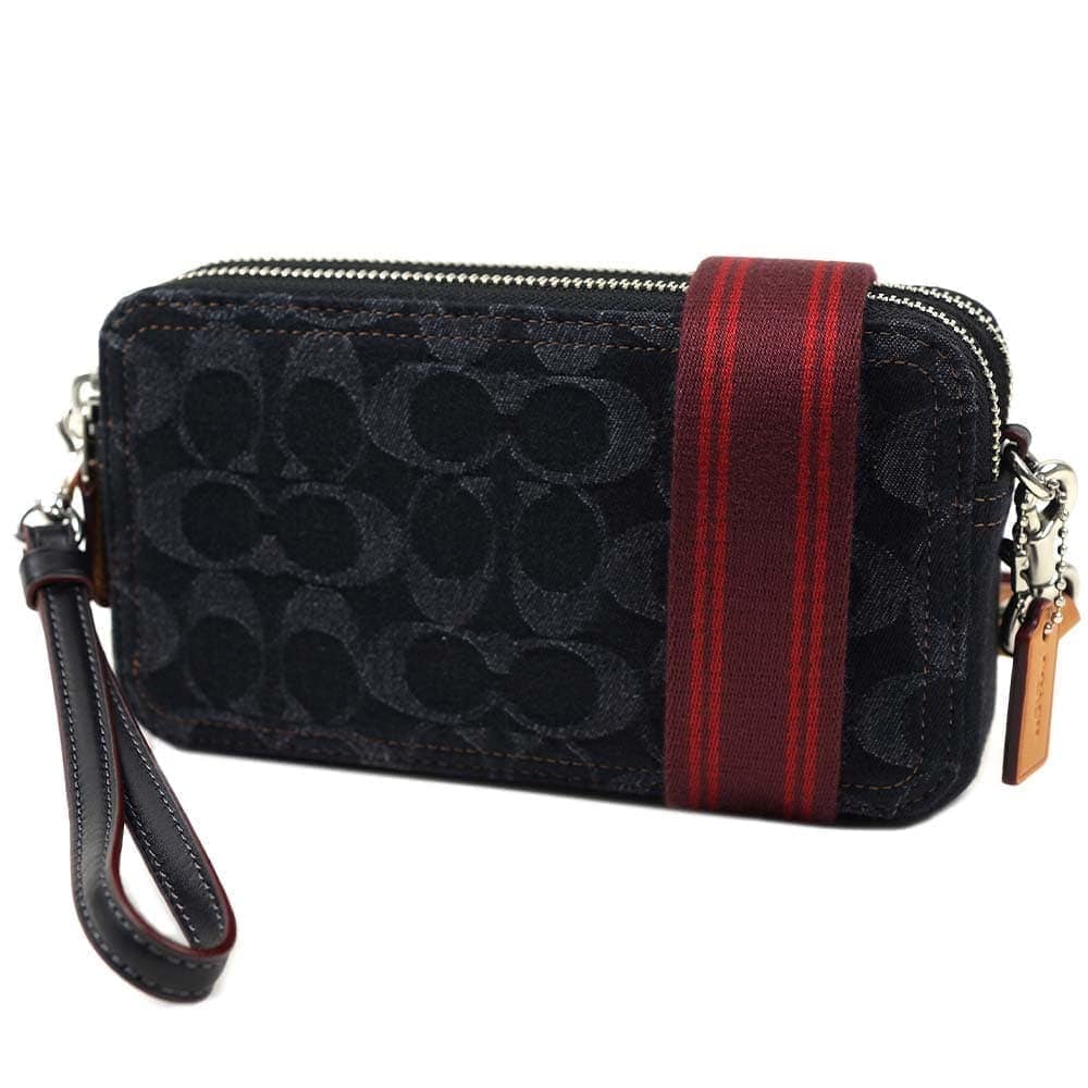 コーチ COACH ショルダーバッグ カメラバッグ Kira Crossbody Signature Denim / Refined Calf Leather ブラック シグネチャー デニム カーフレ