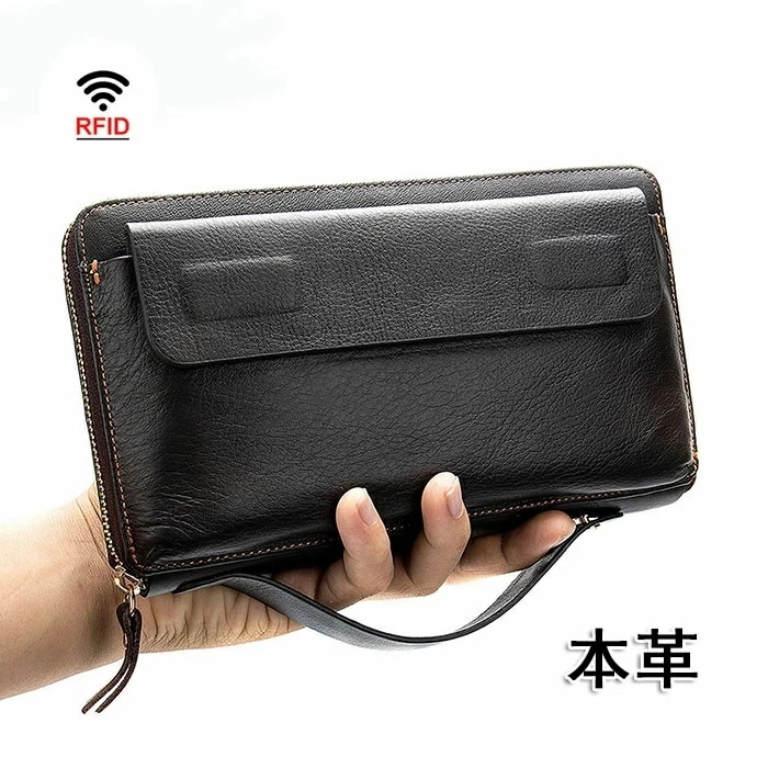 お見逃しなくセカンドバッグ 本革 クラッチバッグ メンズ 結婚式 父の日 牛革 財布 ラウンドファスナー 小さめ 大容量 スキミング防止 RFID カード入れ お札入れ 小銭入れ ビジネスバッグ 軽量