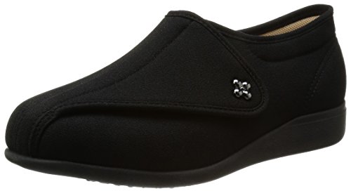 快歩主義 介護シューズ 軽量 転倒予防 リハビリ 幅広3E KHS L011 レディース ブラックストレッチ 23.5 cm 3E