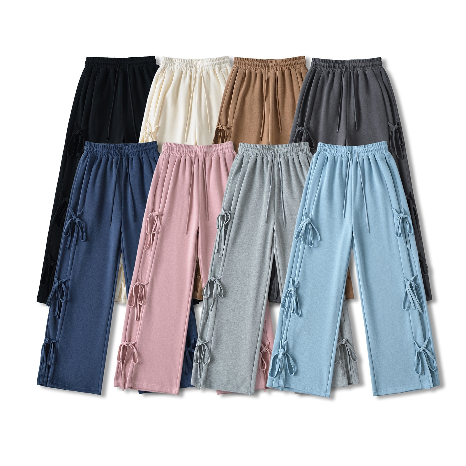 レディース パンツ ボトムス スウェット ロング オーバーサイズ リボン かわいい カジュアル おしゃれ かっこいい こなれ感 ラフ スポーティー ガーリー ルーズ 個性的 存在感 抜け感 ラブリー