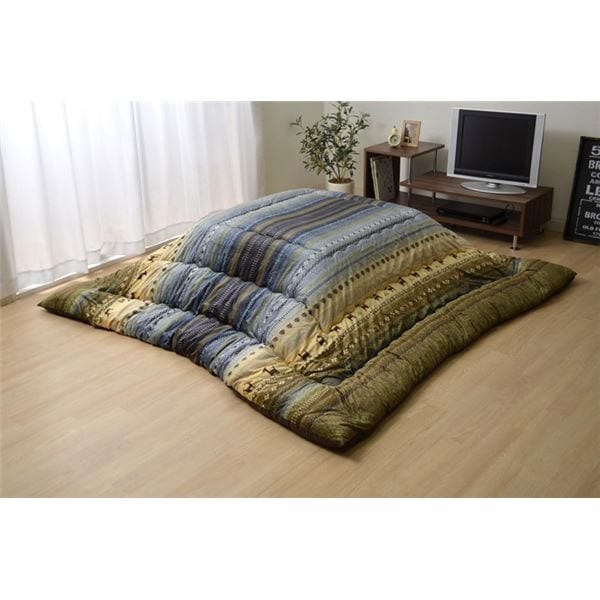ギャッベ柄 こたつ布団 長方形 大型 グリーン 約205cm285cm 洗える マイクロファイバー ラディ
