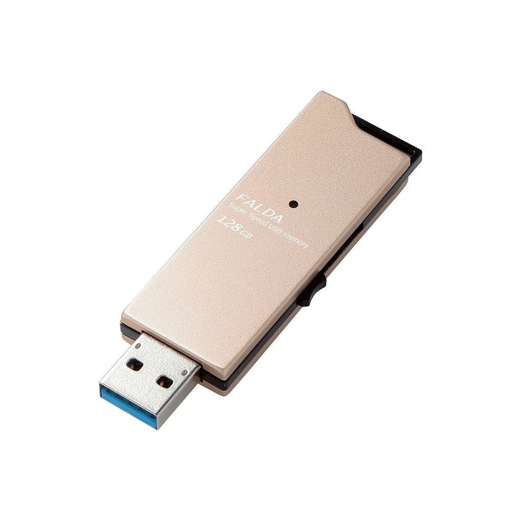 USBメモリ USB3.0対応 スライド式 高速転送 アルミ素材 128GB ゴールド MF-DAU3128GGD