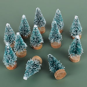 12ブラシクリスマスツリーボトル小さなクリスマスツリークラフトデコレーションミニツリー芸術プロジェクトミニチュアクリスマスツリーは雪だるまクリスマスケーキ緑/白ギフト