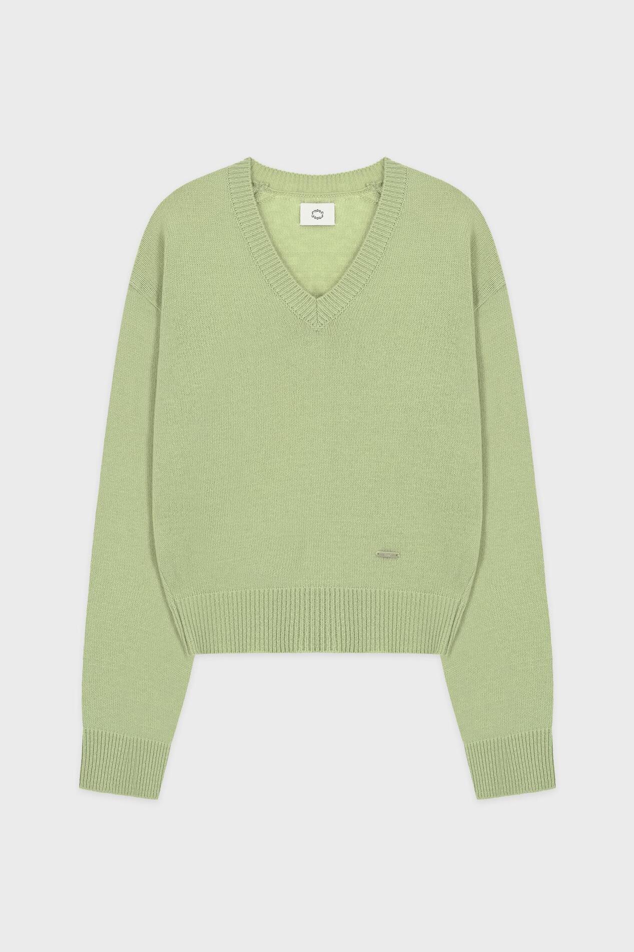 【SINOON】 V-NECK BASIC KNIT : MELON