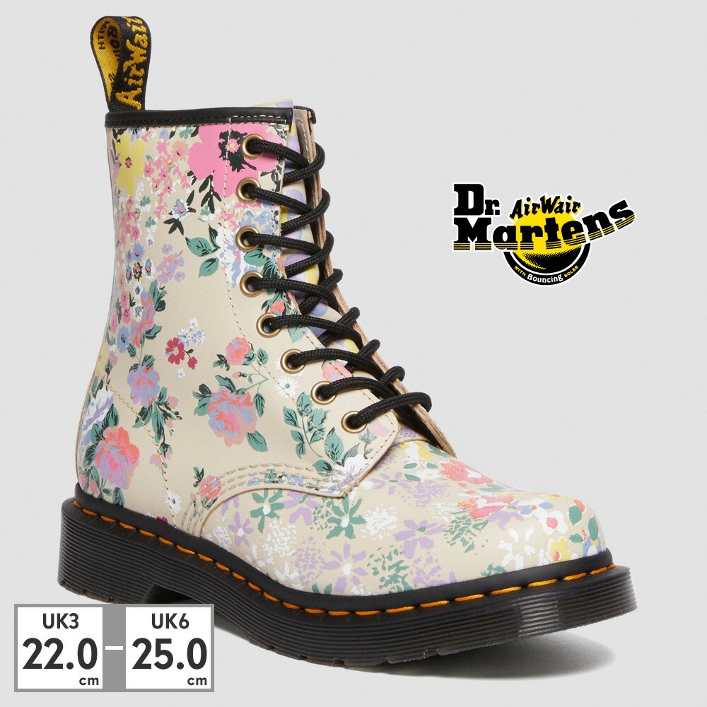 ドクターマーチン 国内正規販売代理店 レディース 8 ホール 30791292 Dr.Martens 1460 FLORAL MASH LEATHER LACE UP 花柄 ヴィンテージ