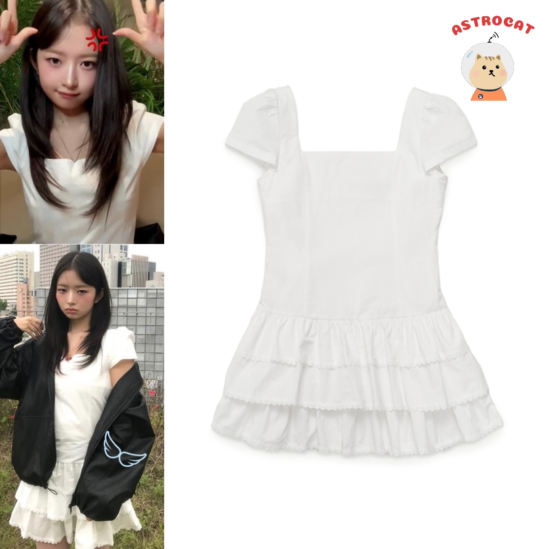 [JENNY OVER WILLOW]【アイヴレイ着用 IVE着用 アイドル着用】Tiered Mini Dress (White)