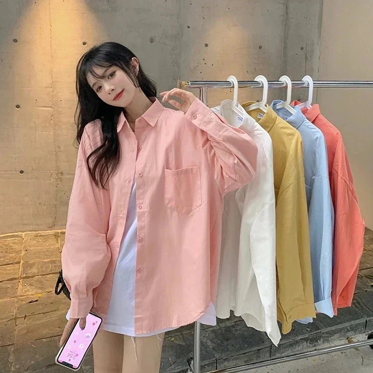本日限り24 コットンサンスクリーンシャツoutwearトップス女性の緩いミディアムレングスシャツカーディガンインスジャケット