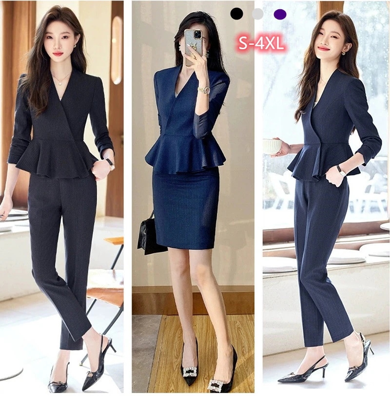 レデイース服スーツスカートスーツパンツスーツ2024春新作可愛い洗練さシンプルノーカラー9分丈通勤OL３カラー30%までに制限