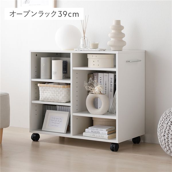 キャスター付き オープンラック [ 約幅75x奥行39x高さ66.7cm ホワイト ] 収納 ラック 収納家具 組立品