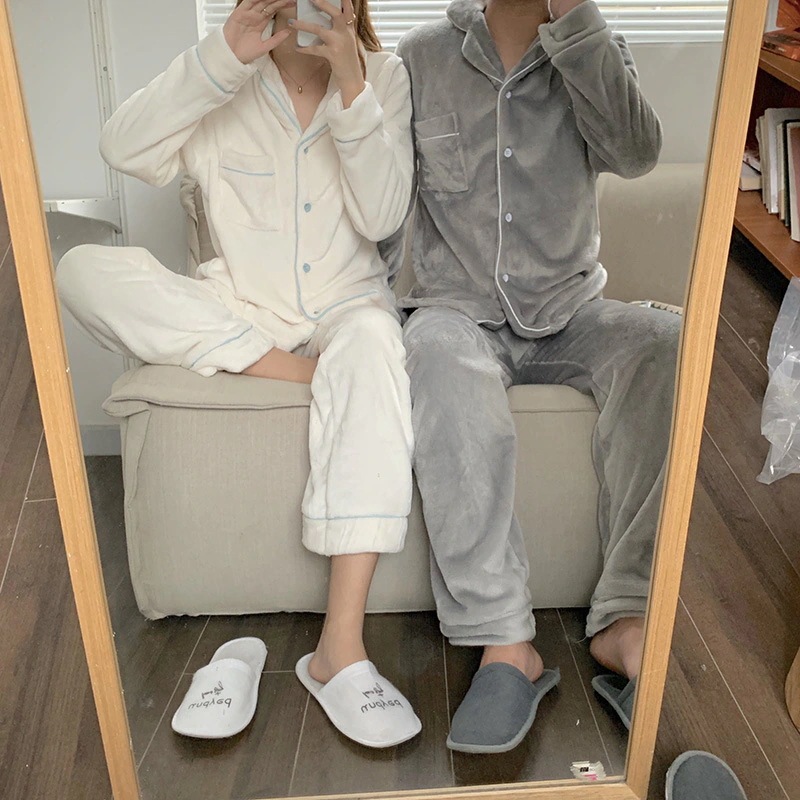 オールインワンセットアップセットアップ部屋着セット 楽ちん ズボン 厚手パジャマ 柔らかい 肌触り 韓国版ins 冬 シンプルな カップル ゆったりら スウェット 2点上下セット レディース 20