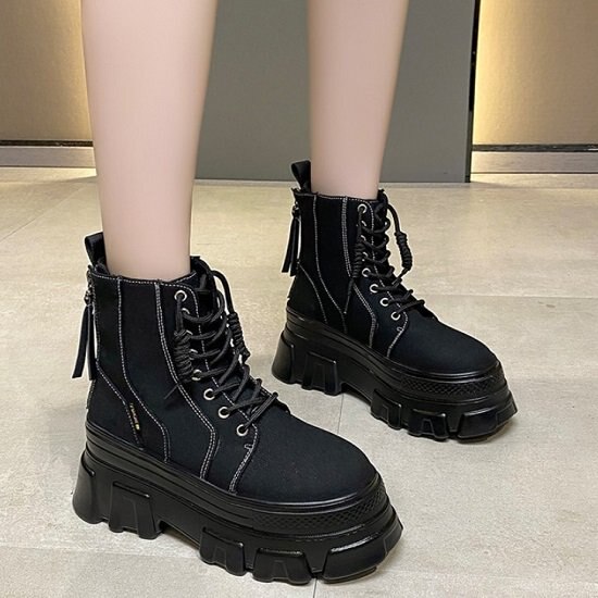 【取寄：納期2週間】レディース ショート丈 カジュアル ブーツ レディース 厚底 ハイヒール レディース おしゃれ 歩きやすい レディース 5,096円