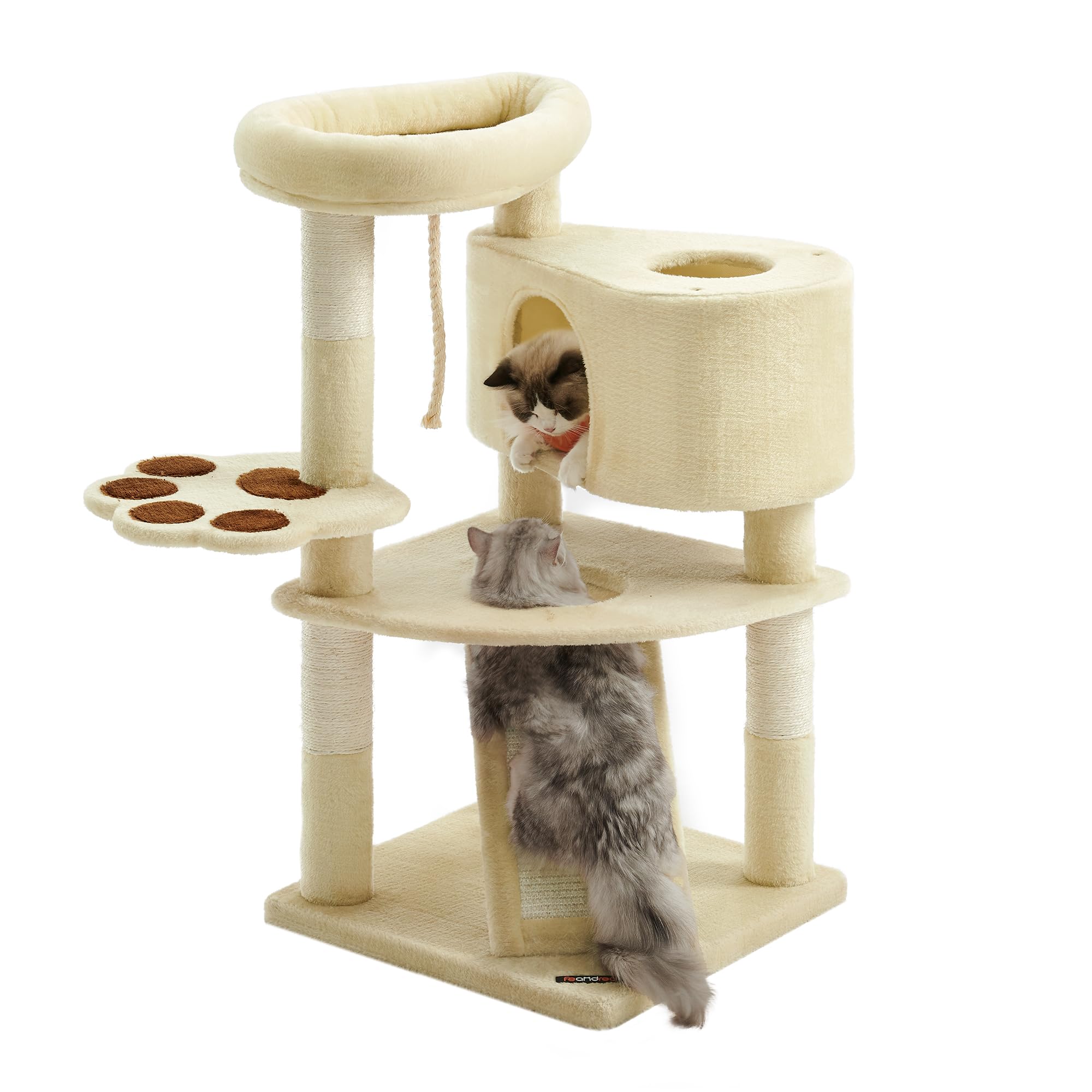 FEANDREA キャットタワー スロープ付き 登り降りしやすい 爪とぎ 猫タワー 子猫とシニアも楽々 95cm PCT40M