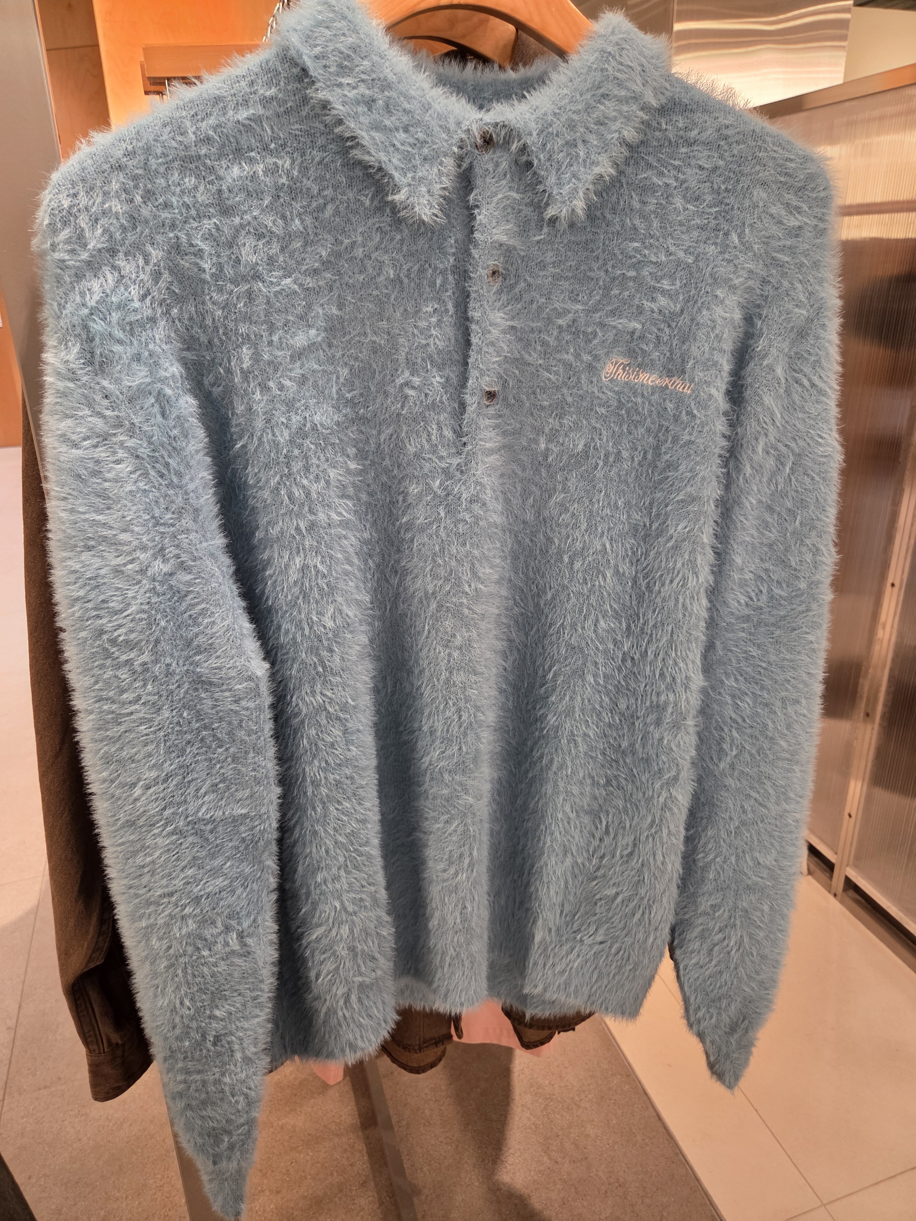 【THISISNEVERTHAT】 25FW SCT-LOGO SHAGGY KNIT POLO : 2COLORS