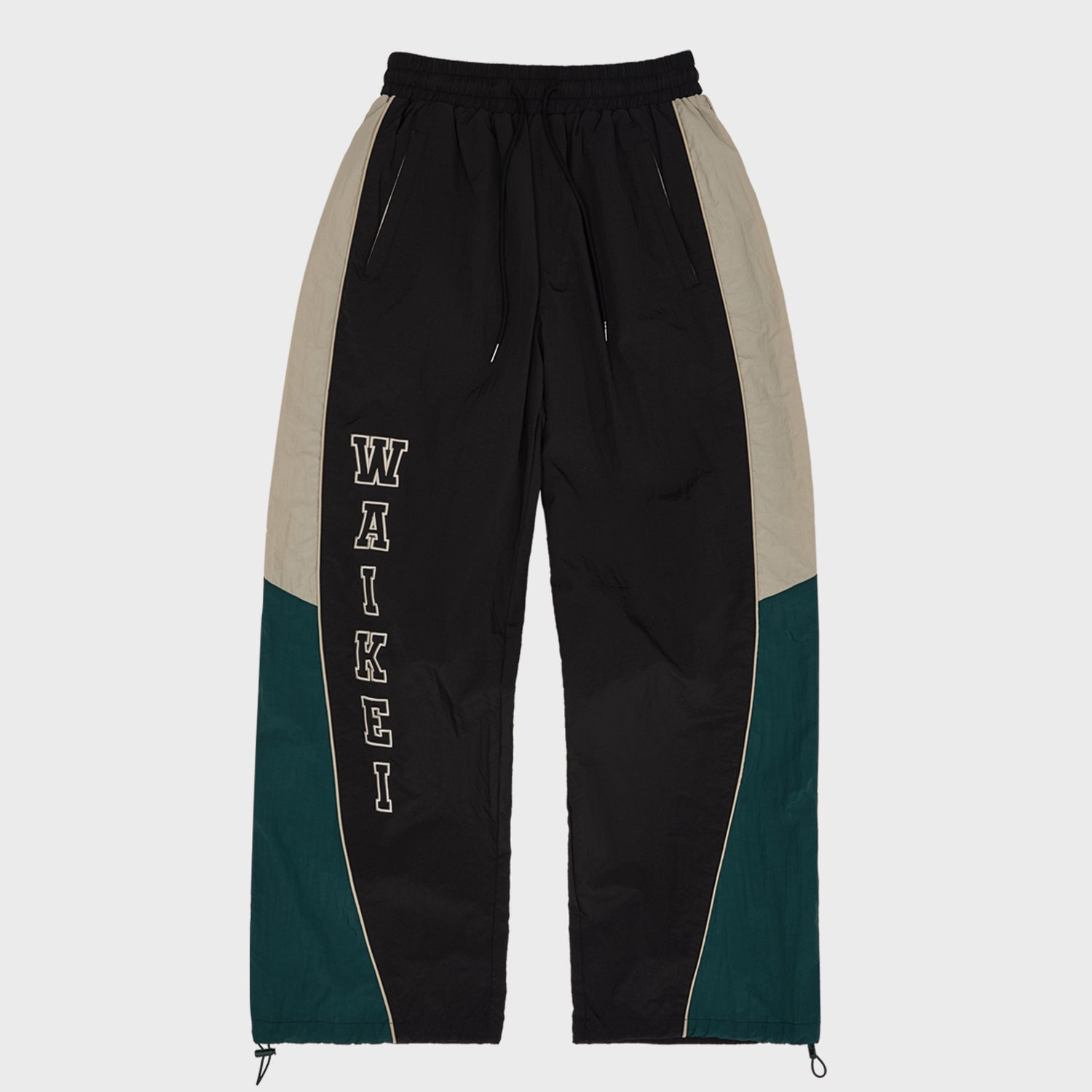 Color block racing track pants BLACK
