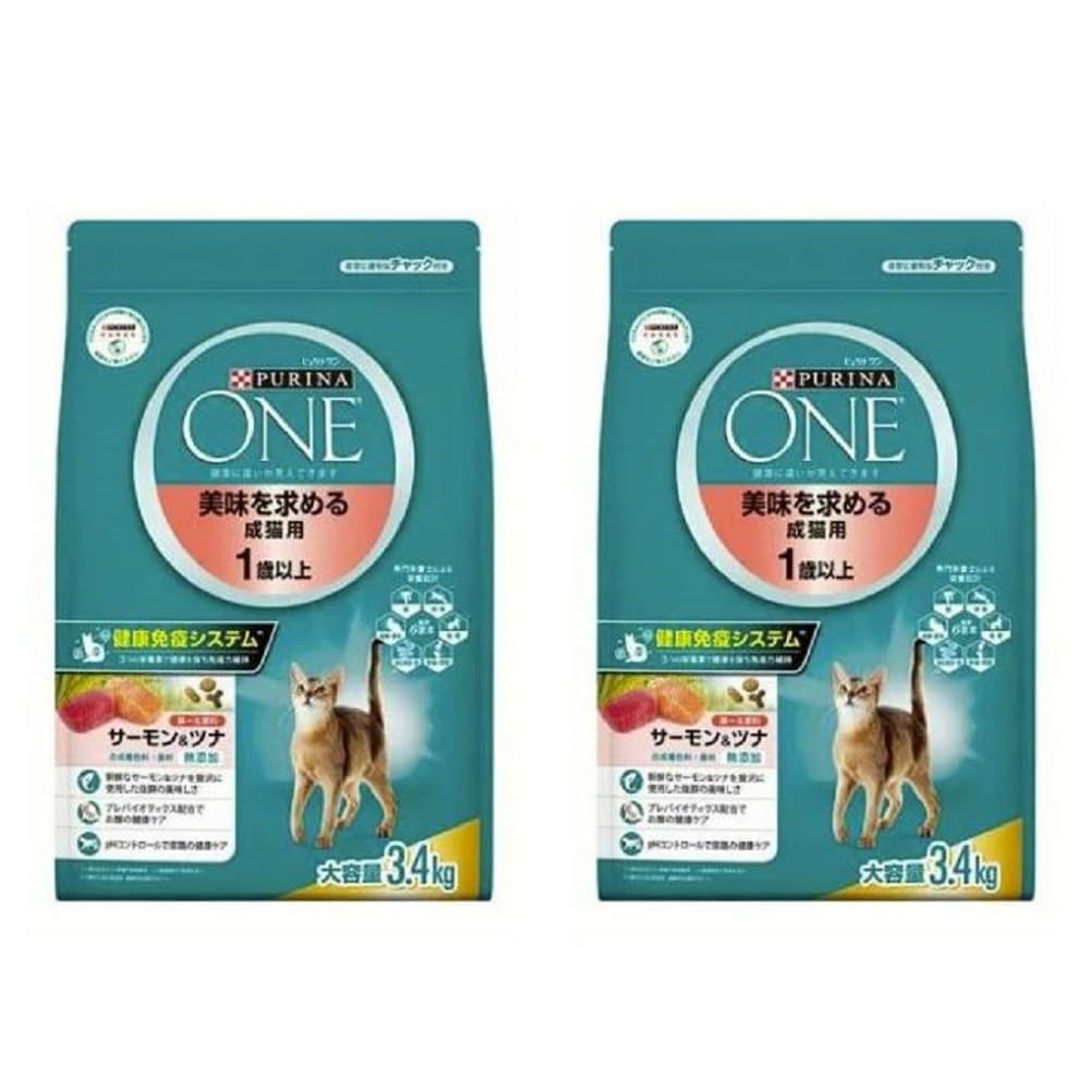 ピュリナワン キャット 美味を求める成猫用1歳以上 サーモン＆ツナ 3.4kg×2個【まとめ買い】