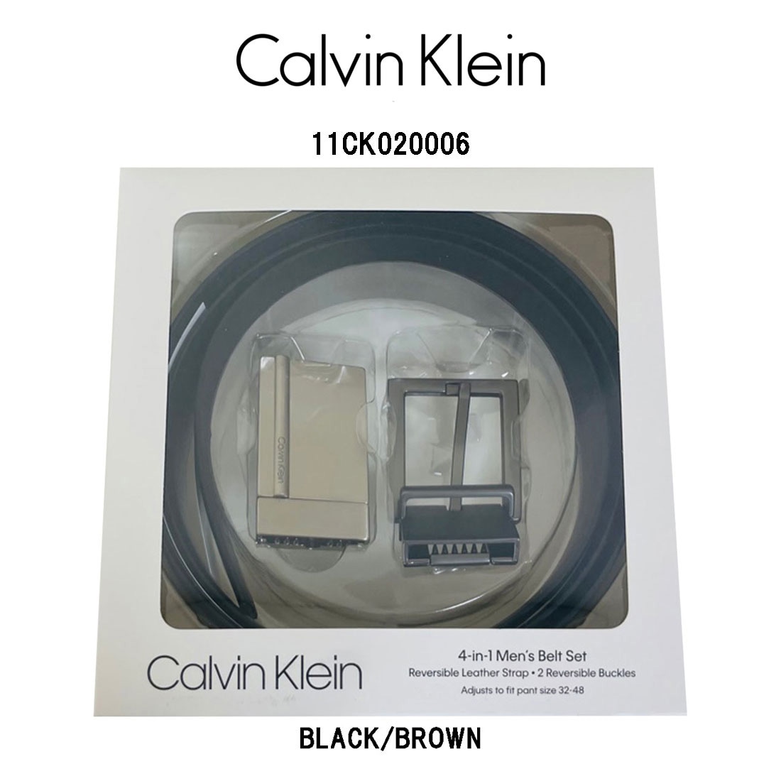 Calvin Klein ck レザー 本革 ベルト BOX セット リバーシブル スーツ ビジネス カジュアル メンズ 11CK020006