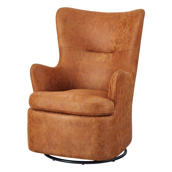 ロッキングチェア 座面高48cm 回転式 チェア ソファ ラウンドチェア クロスレザー 椅子 イス