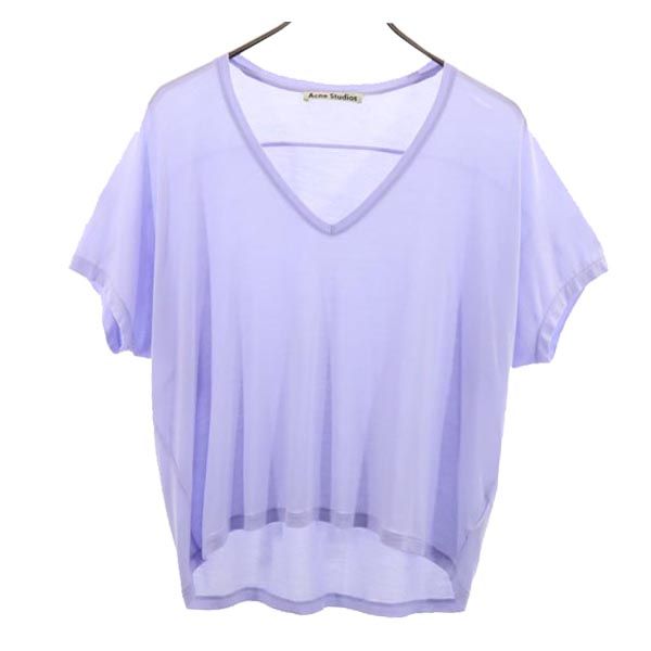 半袖 Vネック Tシャツ XS パープル系 ドルマンスリーブ レディース