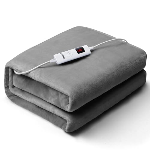 電気毛布敷き 洗える 1-9時間タイマー 6段温度調節 160X80cm 電気敷き毛布 シングル 漏電保護 敷毛布 ダニ退治 防寒対策 暖房器具 ギフト ふわふわ 省エネ グレー