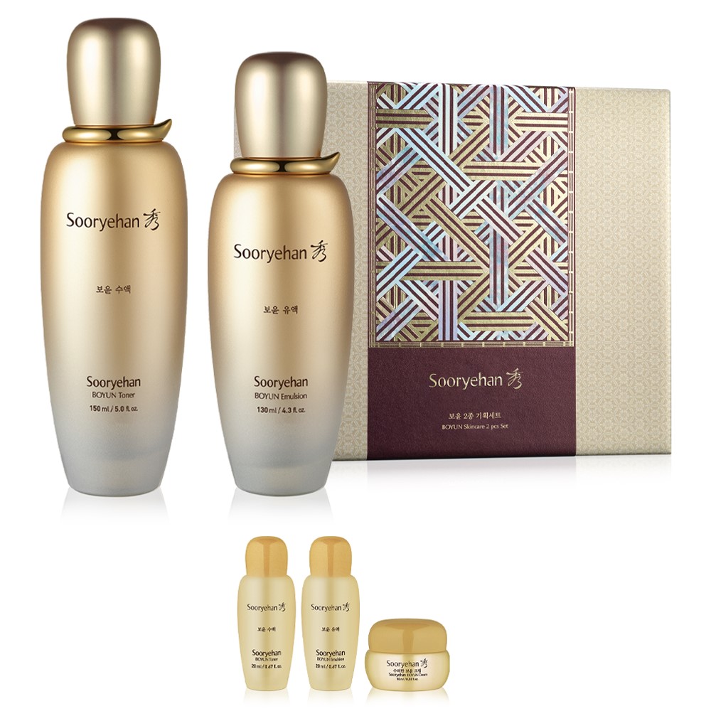 BOYUN保潤基礎化粧品2種セット/トナー150ml+トナー20ml+エマルジョン130ml+エマルジョン20ml+クリーム10ml/保湿栄養弾力