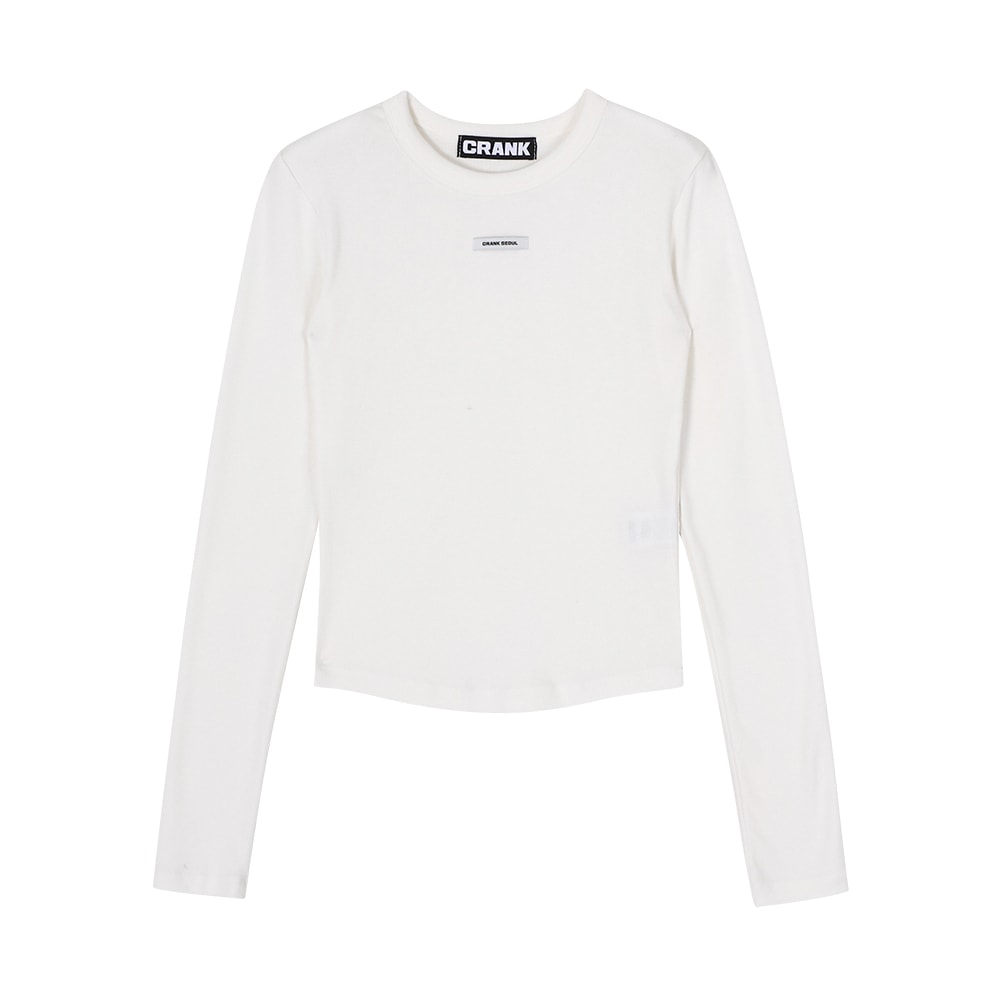 クルーネックベーシック長袖トップス_ ホワイト