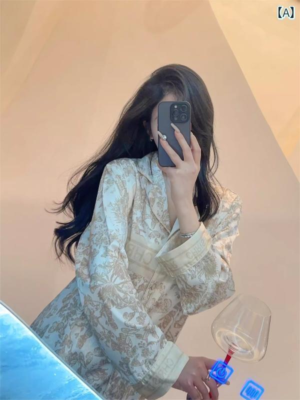 レディース　パジャマ　スウェット　上下 ビクトリア 高級 冷感 パジャマ 女性 春秋 2025 長袖 薄手 スタイル 外出 着 ホームウェア