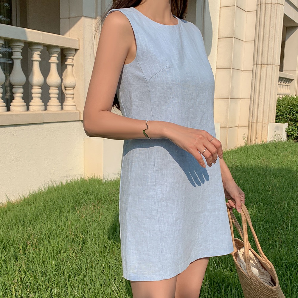 最安値に挑戦 グレースラミリネンナシミニワンピース 袖なしミニ 膝丈ワンピ Color Ivory Build Standishsmiles Com