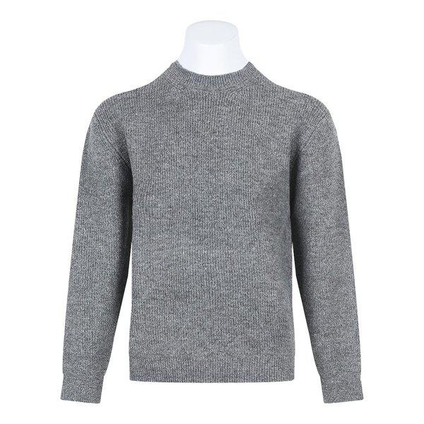 メンズ ミニマル ウール ハッチ ラウンド ニットT SG-KN-Q055-チャコール