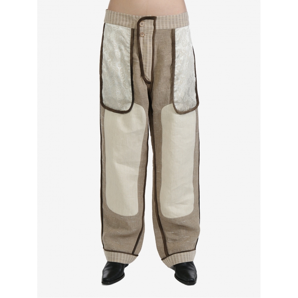 COMMUNS ユニセックスカラーパッチワークラージポケットパンツ CS/SS24-P127A サンド