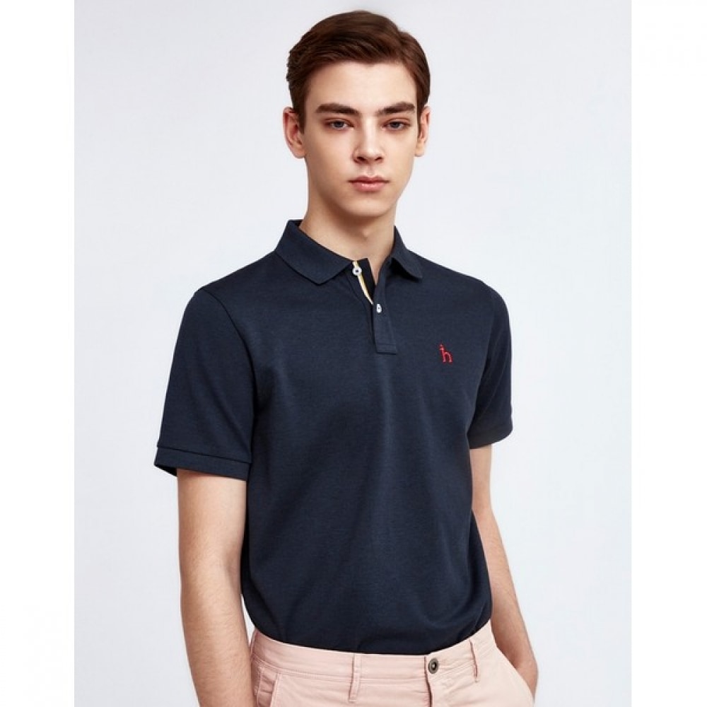 (ヘッジズ) 24SS ネイビーメランジショートスリーブピケ T シャツ HZTS4B403N3