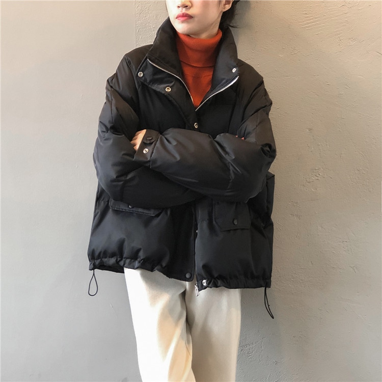 驚きの韓国ファッション 短いスタイル スタンドカラー コットン ゆったりする 暖かい 厚手 コート