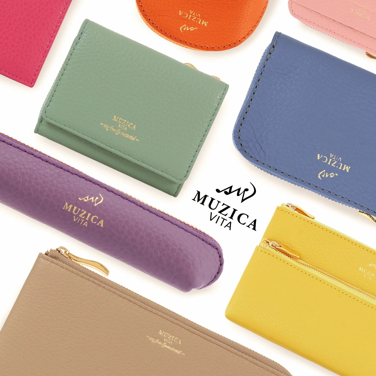 ムジカ・ヴィータ 三つ折り財布 ミニ財布 本革 イタリアンレザー レディース M1017 MUZICA VITA 牛革 レザー[即日発送] GW 新生活