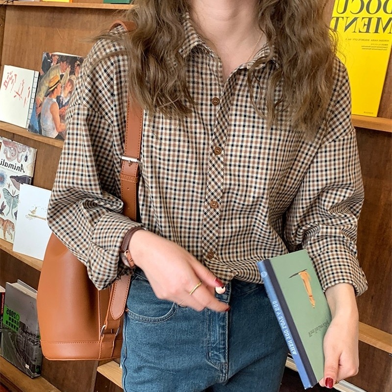 トップス シャツ ブラウス チェック柄 ギンガムチェック チェックシャツ レディース 襟付き きれいめ シンプル カジュアル 大人 おしゃれ レトロ フォーマル 春 秋 冬 デート お出かけ 休日