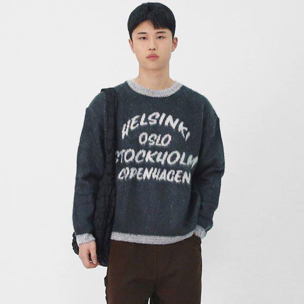 男性レタリングジャカードコージー感性ソフト配色ニット SNC021