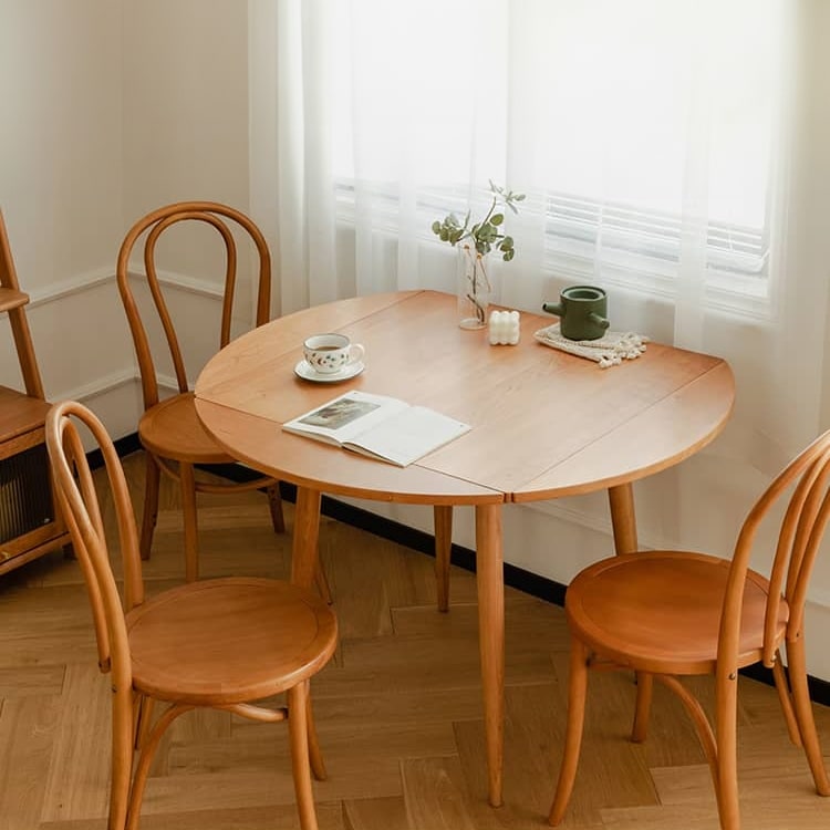 テーブル 半円 円型 角型 食卓 北欧 4-6人掛け 天然木 ダイニング 選べる2サイズ 使い方自由 食卓テーブル リビング ダイニングテーブル 木製 シンプル 一人暮らし来客用 チェリー材 オーク材