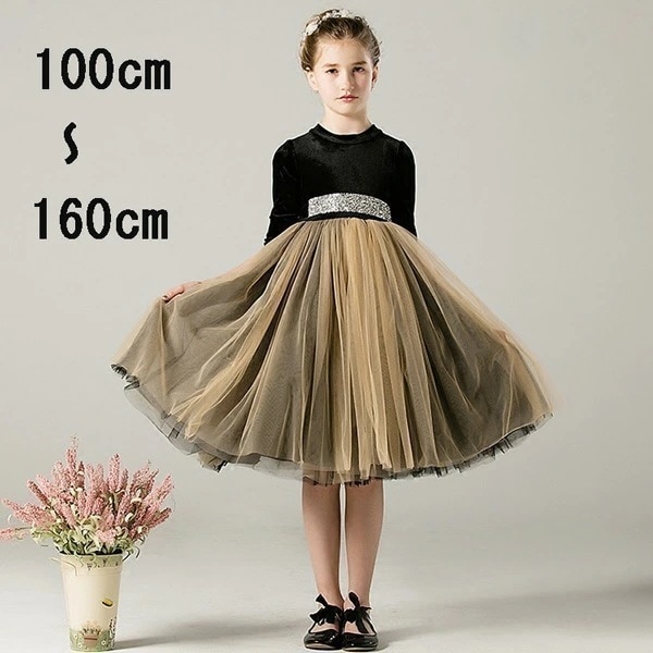 ドレス 子供 ピアノ 発表会 ピアノ発表会 中学生 ワンピース 女の子 ショート丈ドレス ショート丈 膝丈 ミニ丈 結婚式 ジュニア ピアノ発表会ドレス コンクール 袖付き 黒 パーティードレス イブ