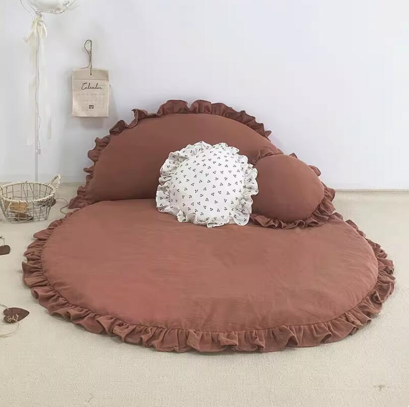 ベビーマット 赤ちゃん プレイマット お昼寝マット 厚手 サニーマット 洗える 直径100cm 120cm 140cm フリル付き ラウンドマット イブルマット ラグマット 月齢フォト ごろ寝 寝相