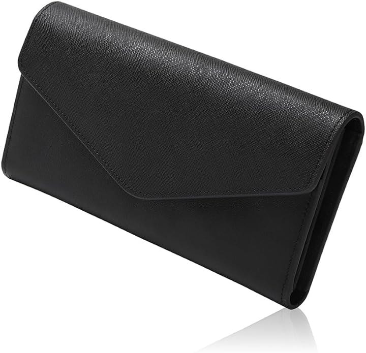 財布 メンズ 長財布 本革 フラップ ロングウォレット ファスナー小銭入れ カード収納16枚( ブラック)