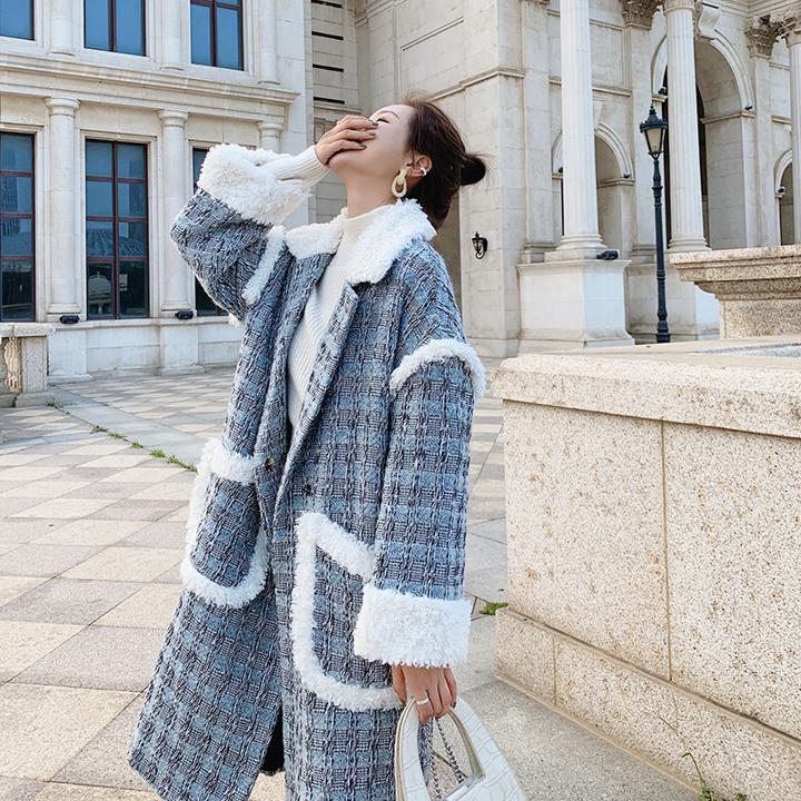 格子縞ウールコート ツイードコート チェスターコート. ロングコート コート ジャケット アウター 秋冬 レディース おしゃれコート ロング チェック柄 あたたかい 防寒. かわいい もこもこ 韓国フ