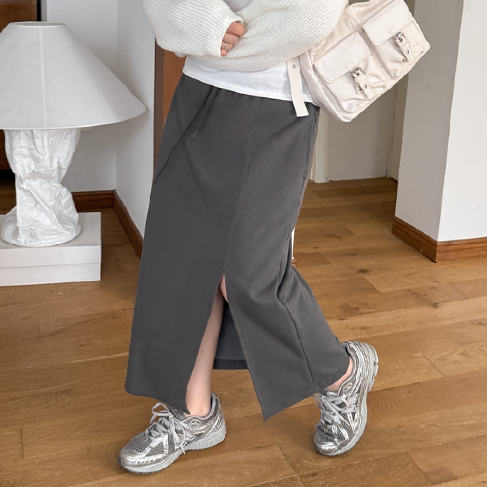 [JSTYLEによるイーブレット] イーブレットムービングフロントスリットバンディングロングスカート Jスタイル