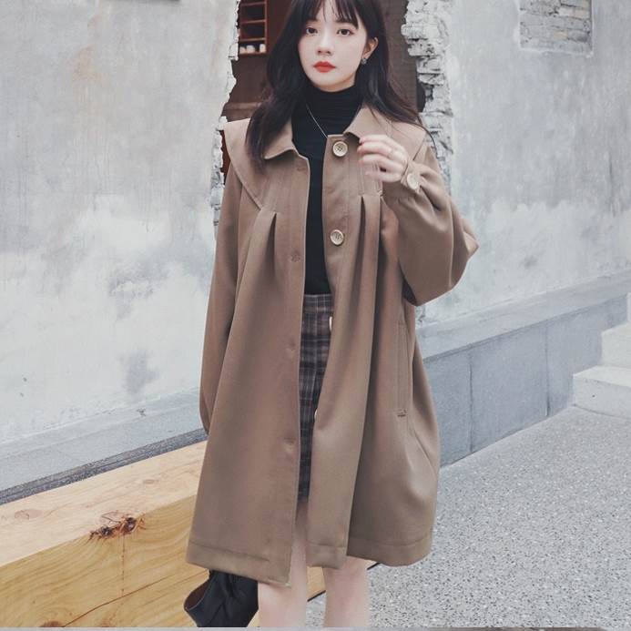 お安く提供アウター コートとレディース ビッグカラー ショート ジャケット 可愛い 制服風 春 秋 コーヒー ブラウン 茶色 襟付き ミディアム丈 シングルブレスト ボタン 長袖 ポケット カジュアル 6,412円